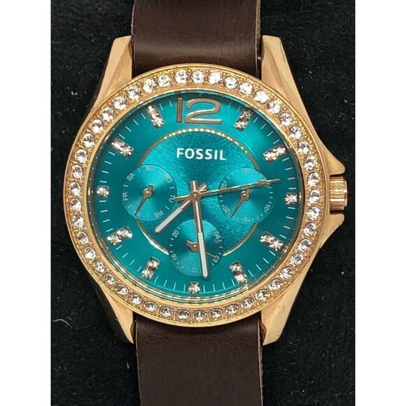 Fossil FS3385 Unisex Brown Leather Analog Dial Quartz Genuine Wrist Watch DV146 - Picture 2 of 8
